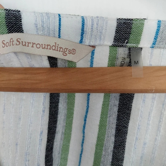 Soft Surroundings Striped Floral Embroidered Cotton Blend Tunic Top Size Meduim - Picture 3 of 8